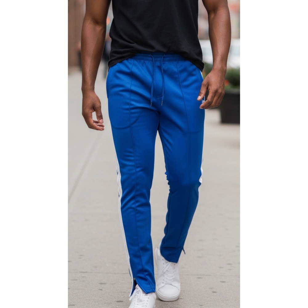 Rebel Minds Royal Blue Reflective Side Stripe Track Pants Men's L New 100-410